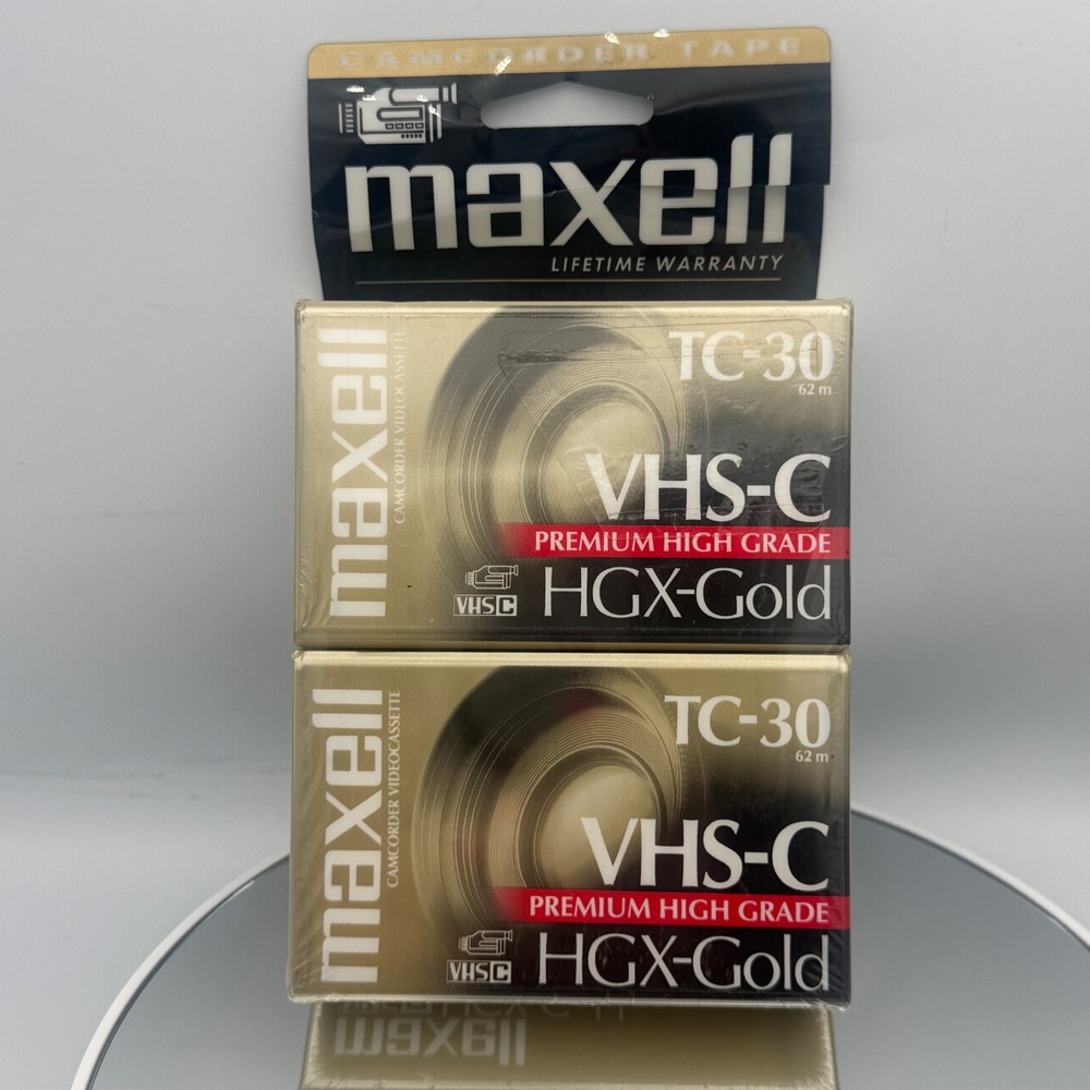 Maxell Camcorder Tape 2 Pack HGX-Gold VHS-C TC-30 Premium High Grade  New Sealed